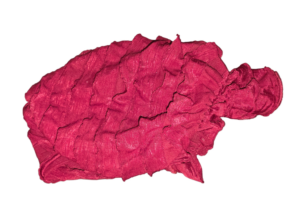 Red Pre-Tied Headscarf with Ponytail Hole - Cotton Bandana