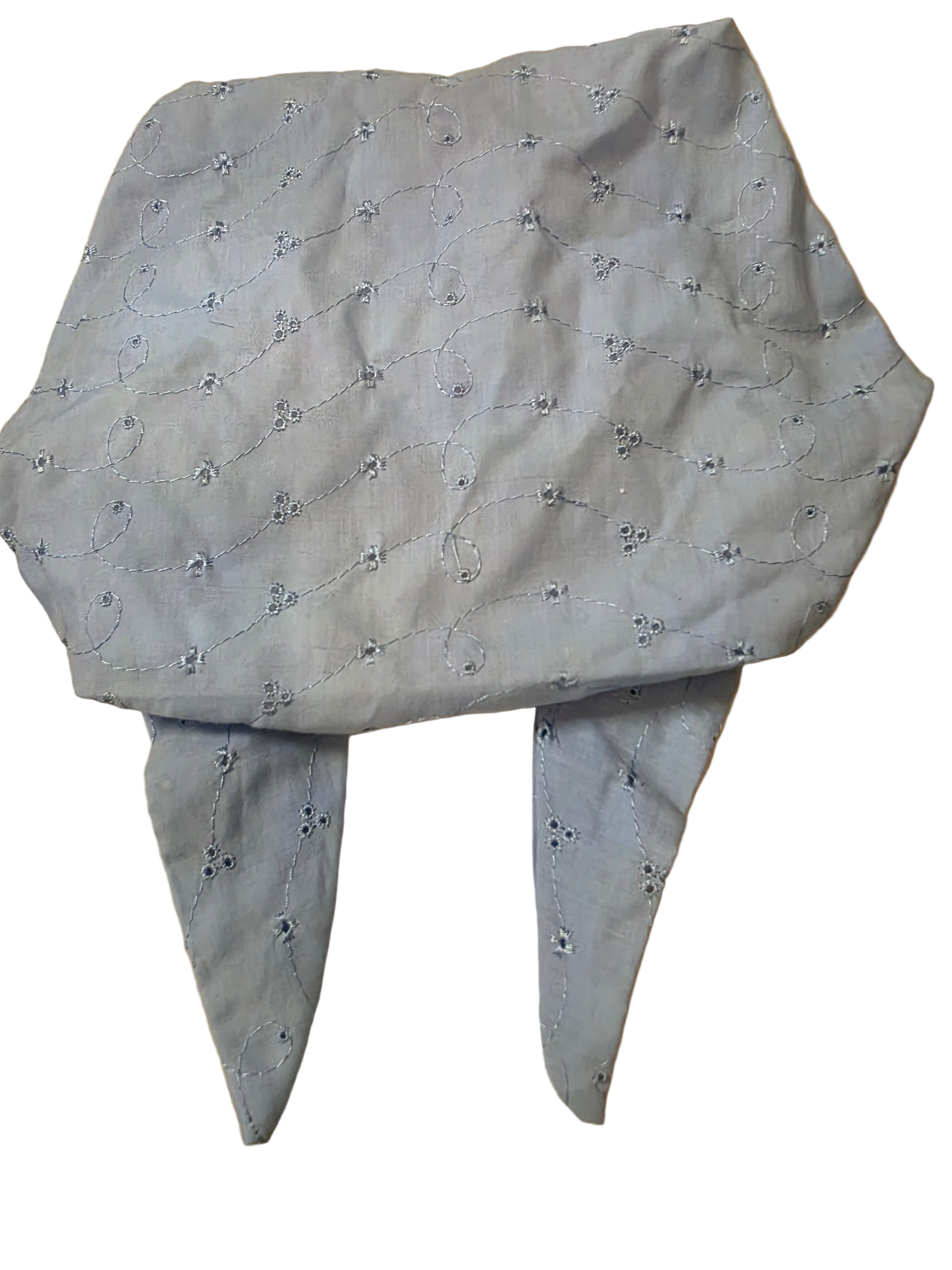 Floral Embroidered Headscarf - Pre-Tied Bandana with Ties