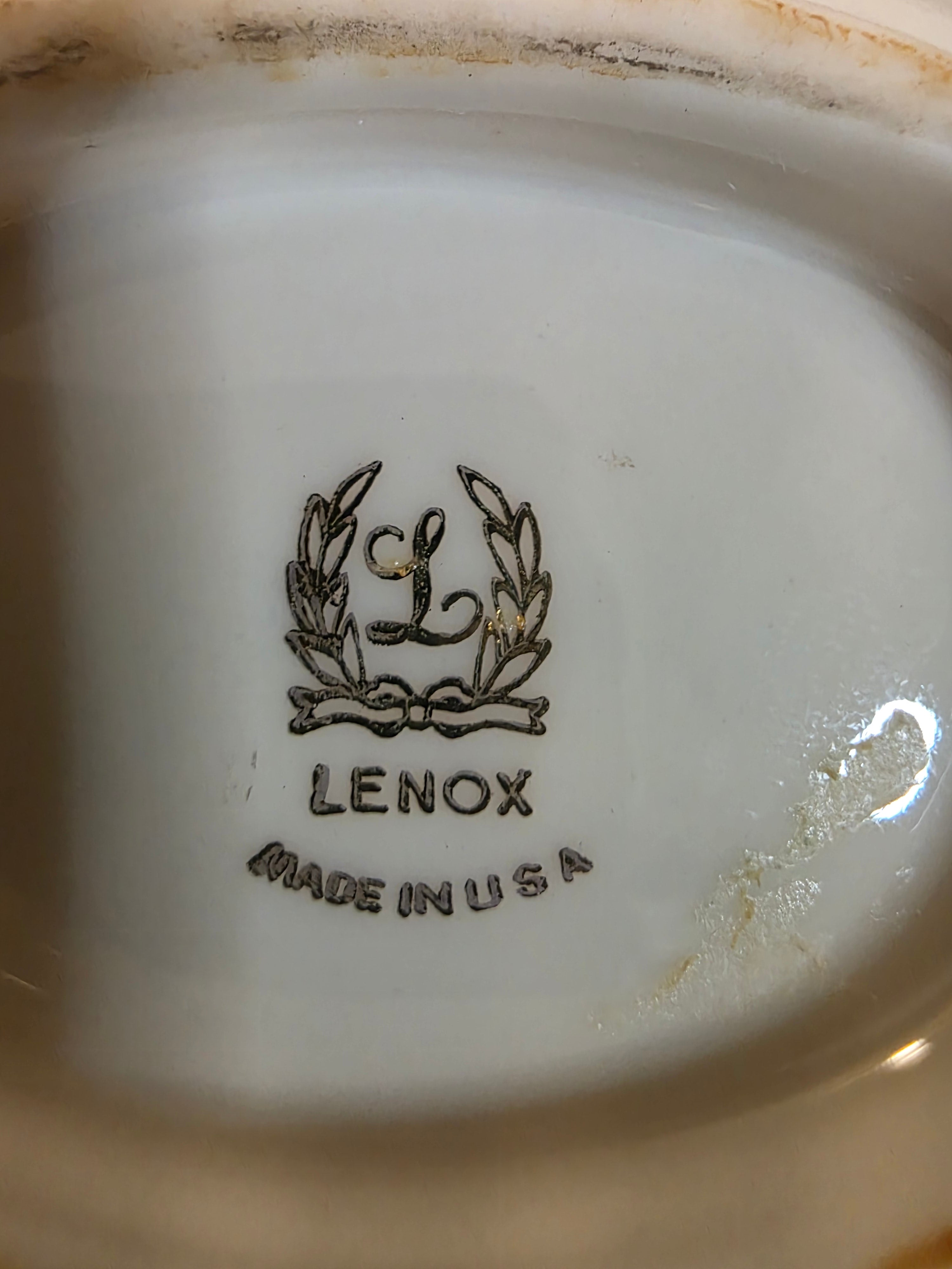Lenox logo and 'Made in USA' text on a ceramic product, Toaashop.com
