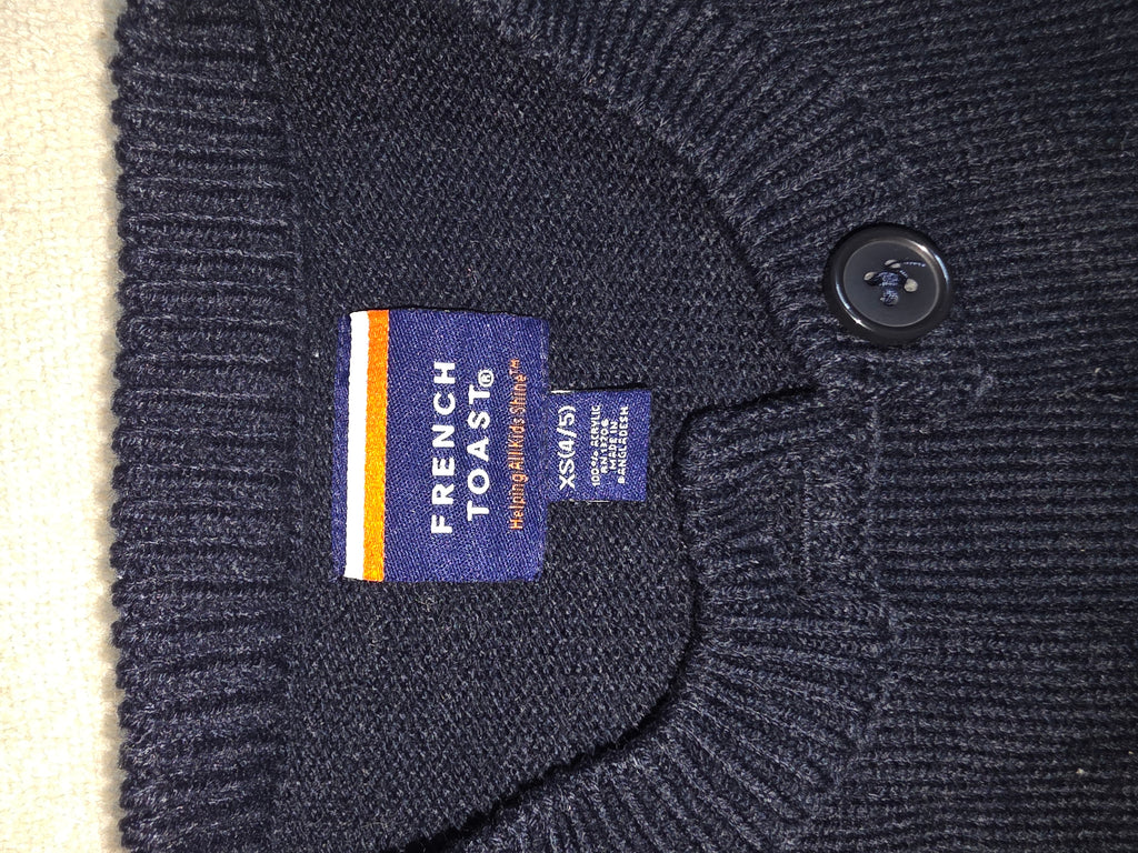 French Toast Kids Navy Blue Cardigan Sweater - XS (4/5) Boy/Girl