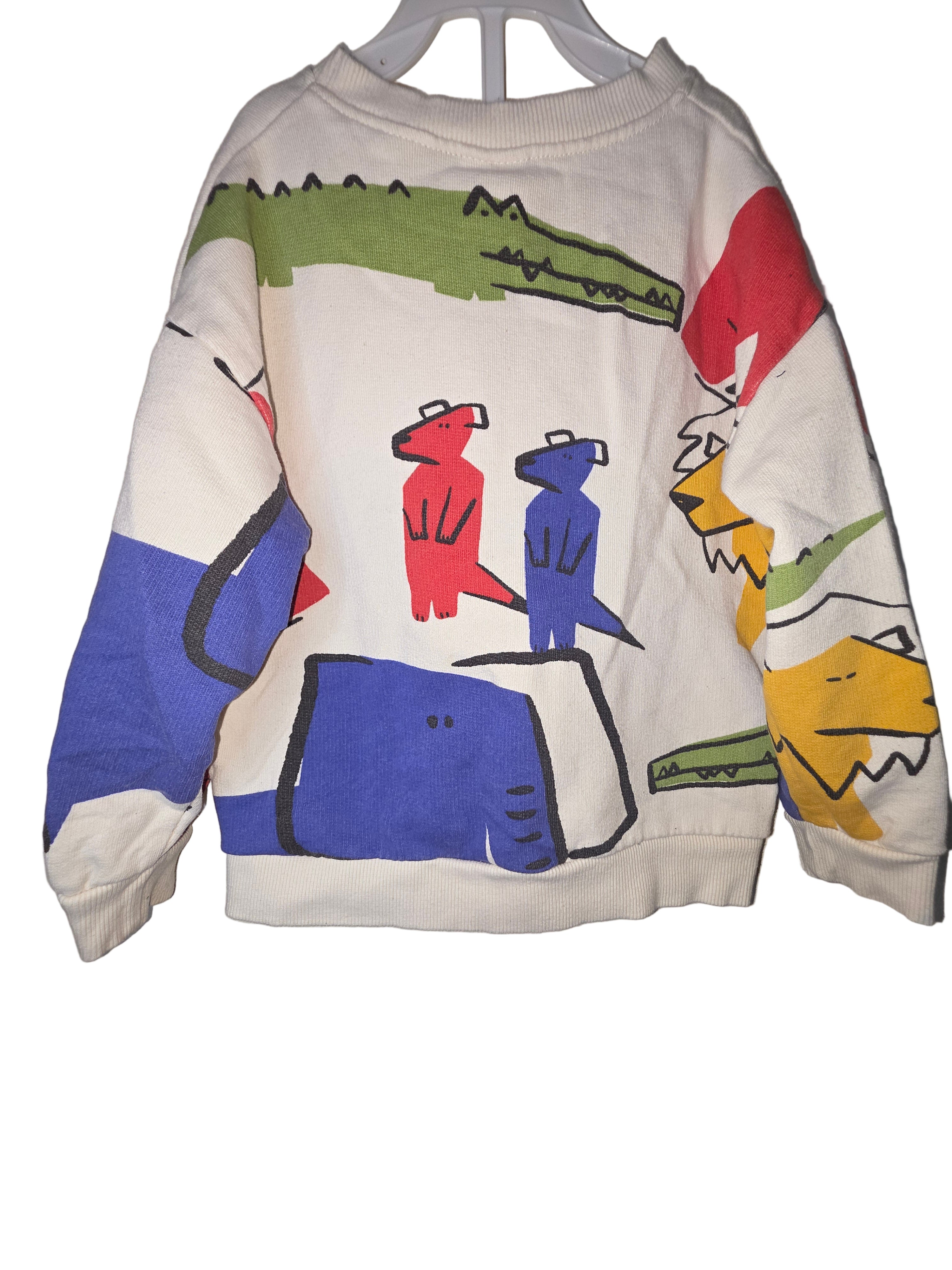 Vintage Kids Abstract Animal Art Sweatshirt - Size 5T