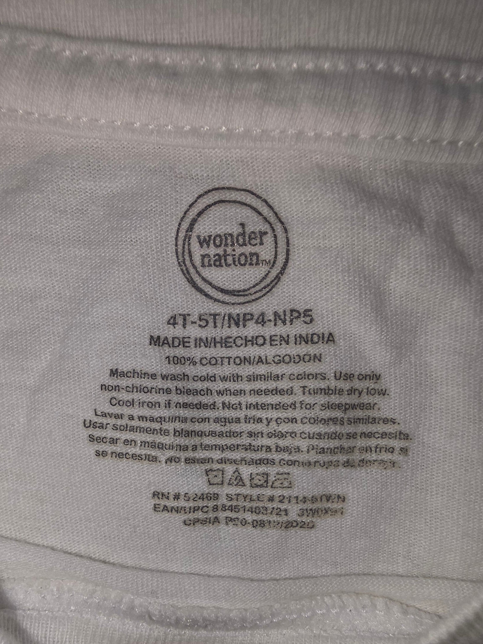 Wonder Nation Classic White Short-Sleeve T-Shirt - Kids Size 5