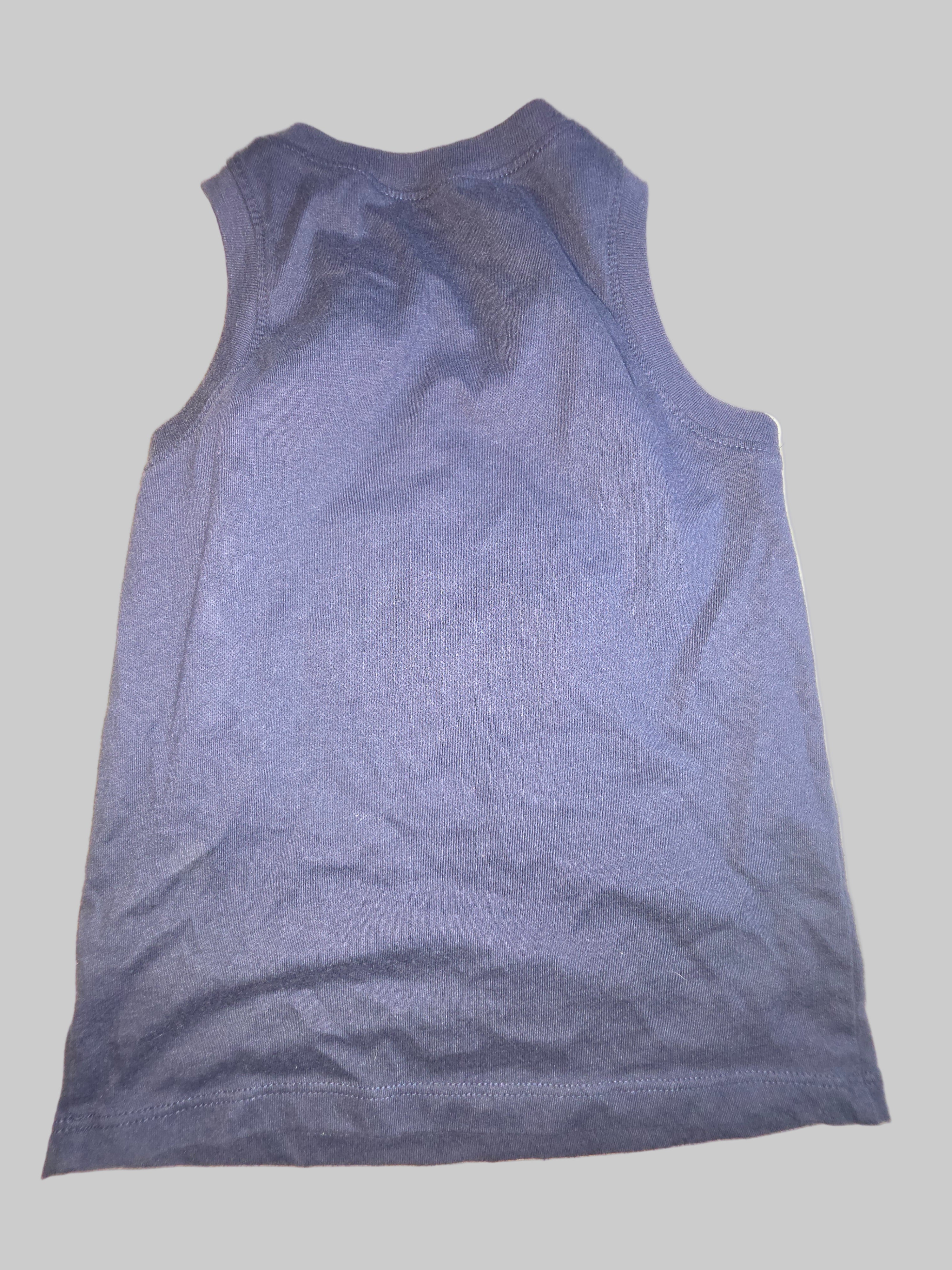 Blue tank top on a white surface