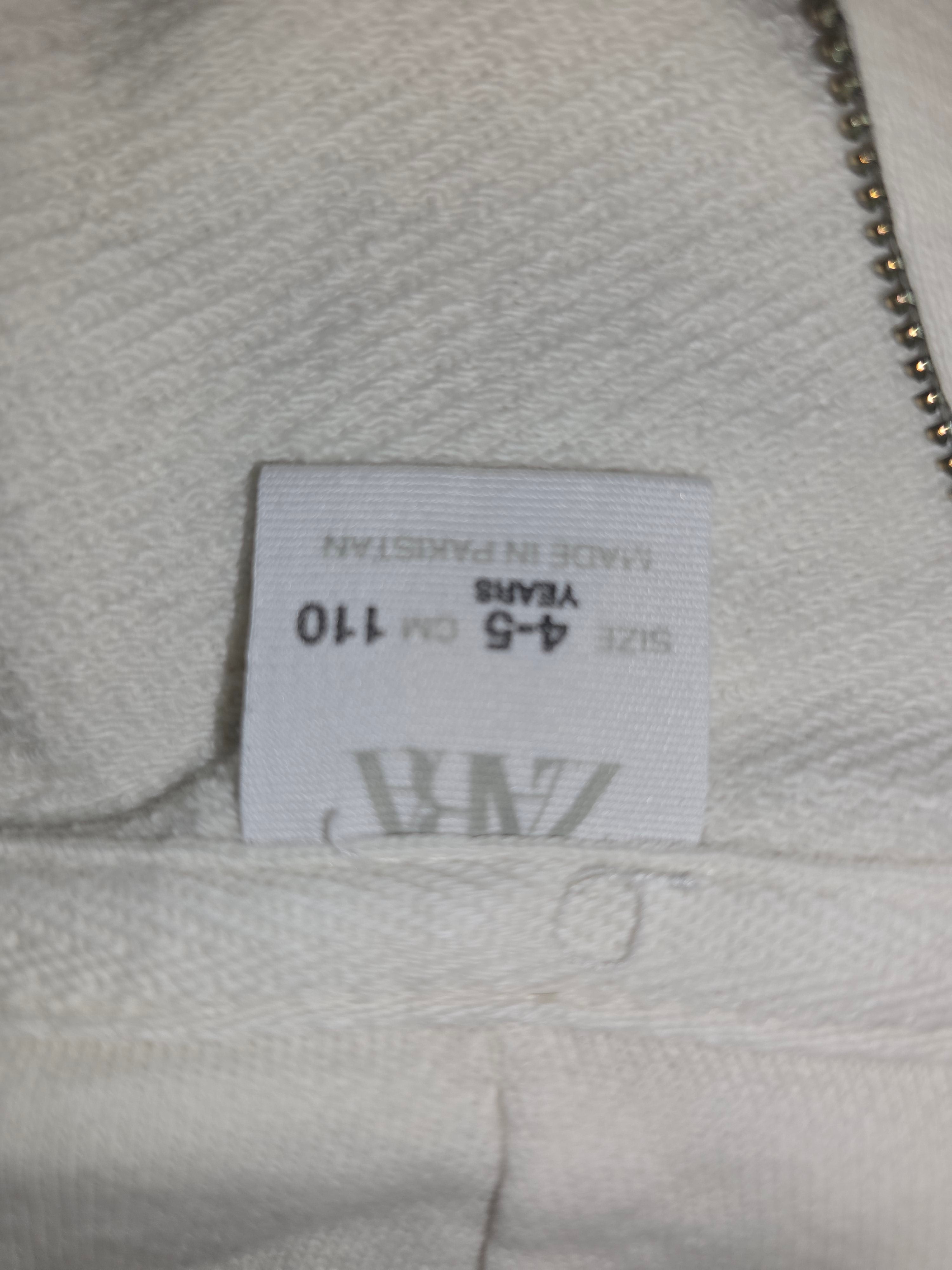 Zara Kids White Zip-Up Hoodie - Size 4-5 Years (110 cm)
