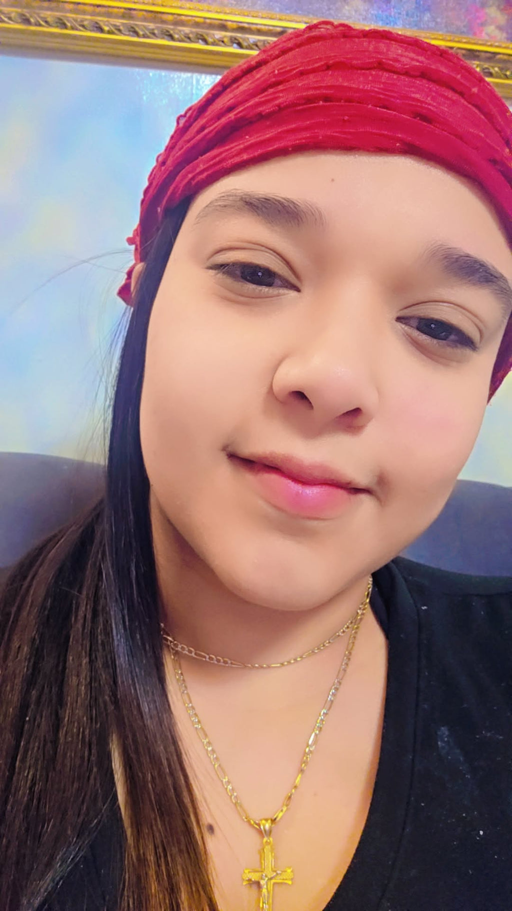 Red Pre-Tied Headscarf with Ponytail Hole - Cotton Bandana