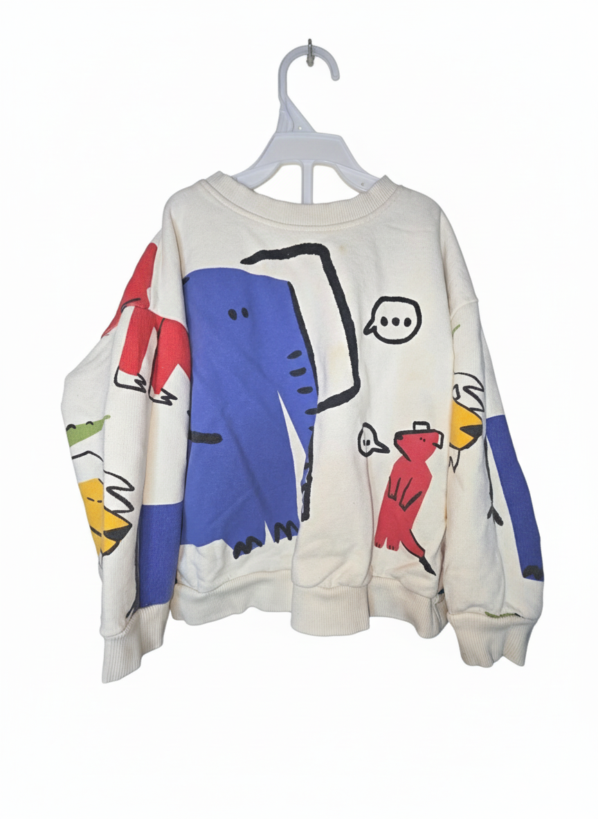 Vintage Kids Abstract Animal Art Sweatshirt - Size 5T