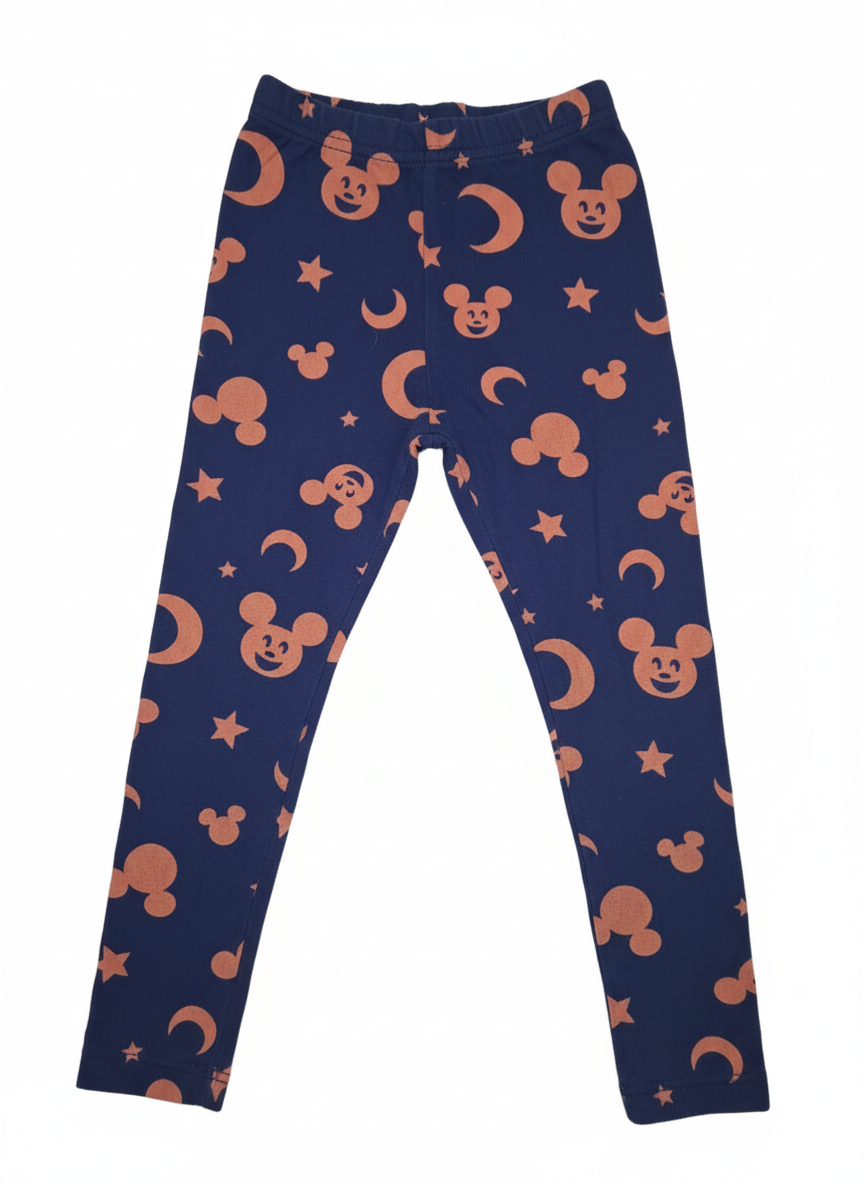 Disney Girls Mickey Mouse Leggings - Navy Blue with Stars & Moons