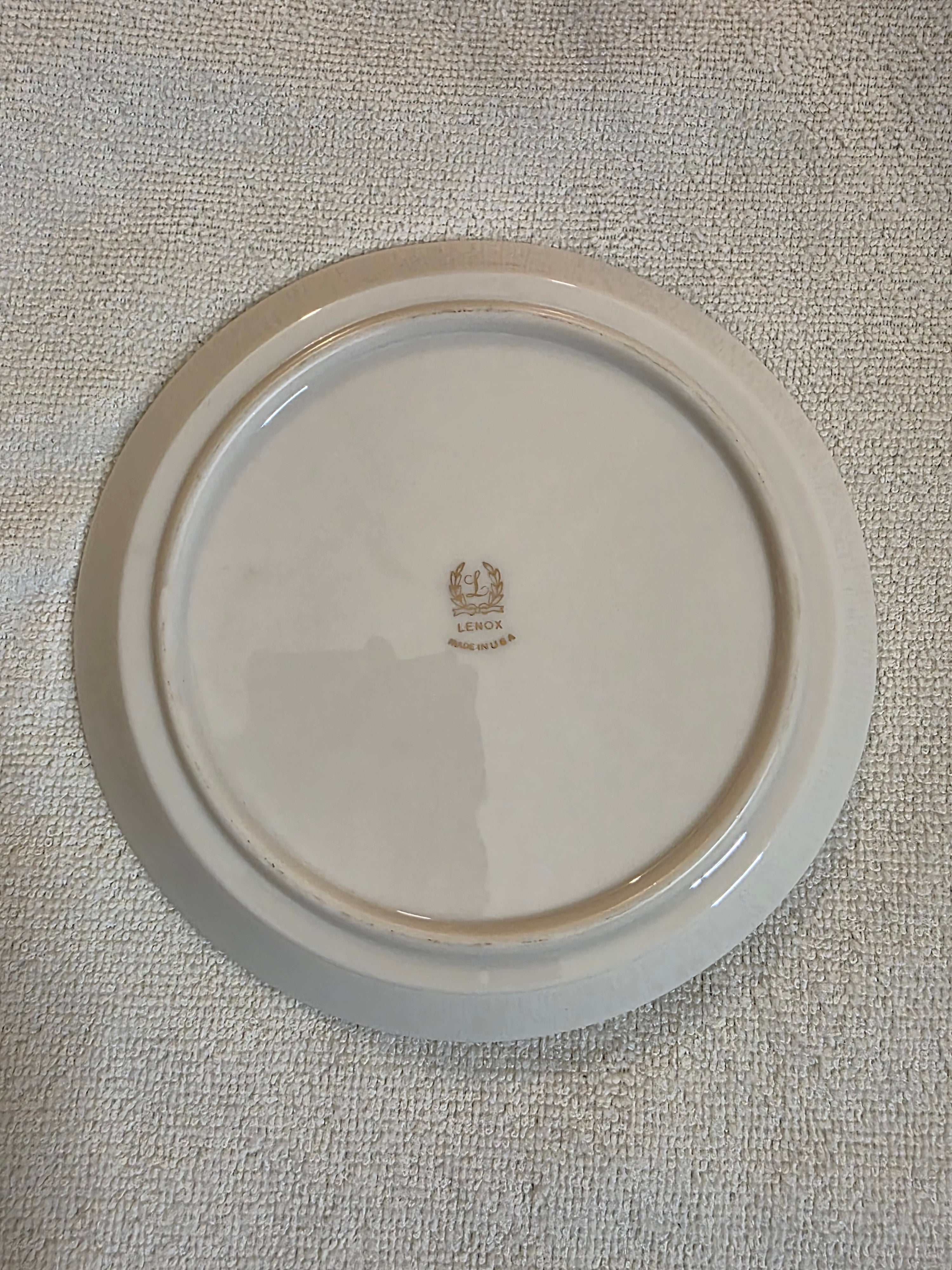 Vintage Lenox Decorative Plate - Gold Trim Embossed Scroll Pattern USA