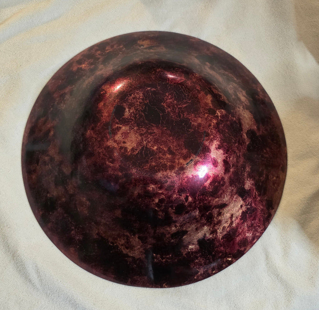 Burgundy & Gold Leaf Decorative Plate - 15" Round