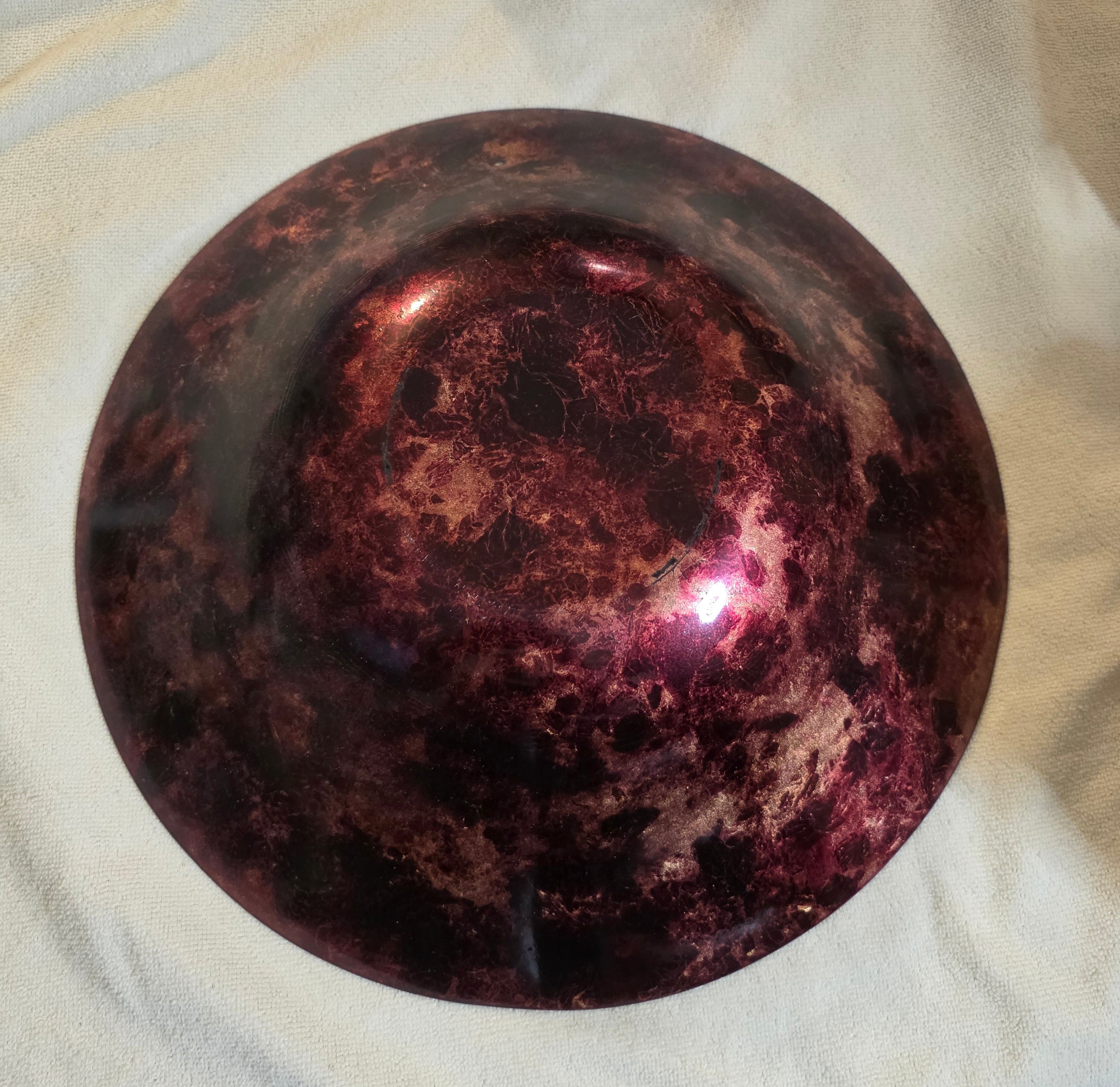 Burgundy & Gold Leaf Decorative Plate - 15" Round