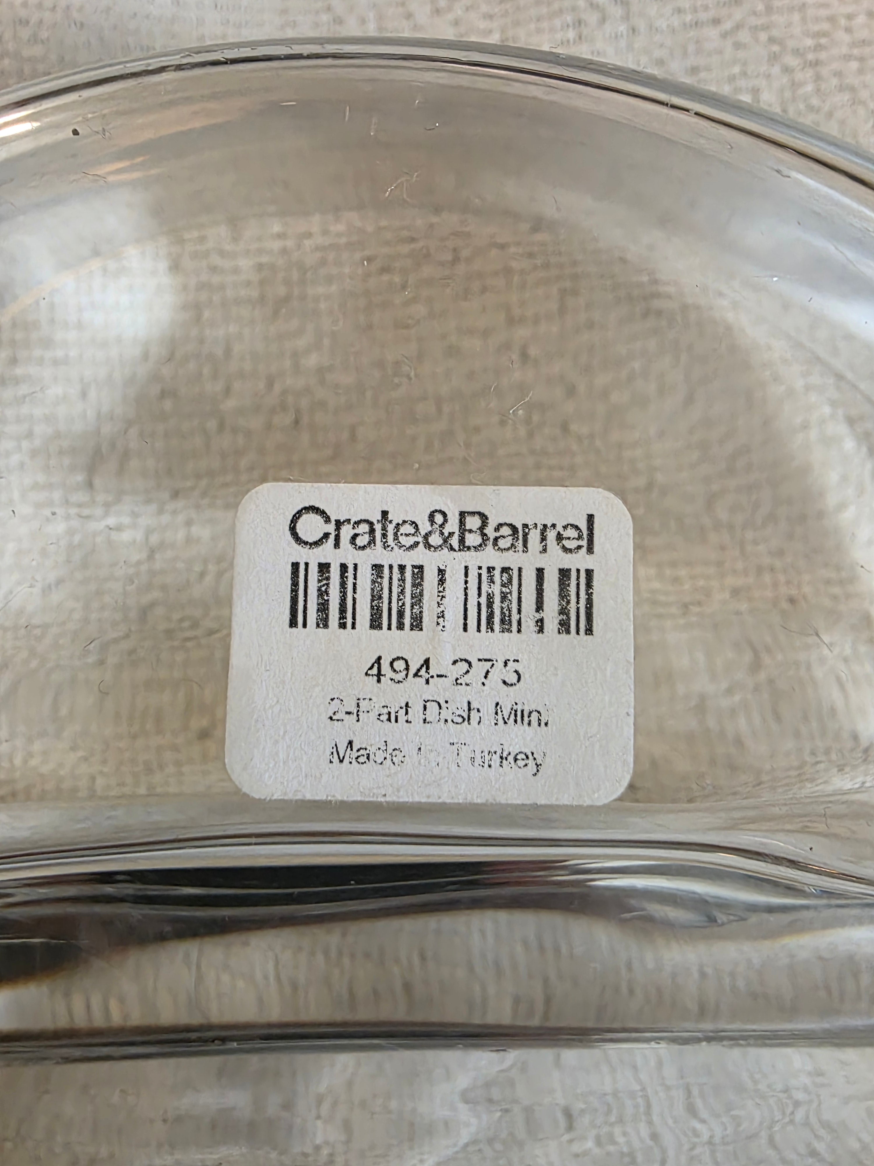 Crate&Barrel 2-Part Glass Serving Dish with Lid