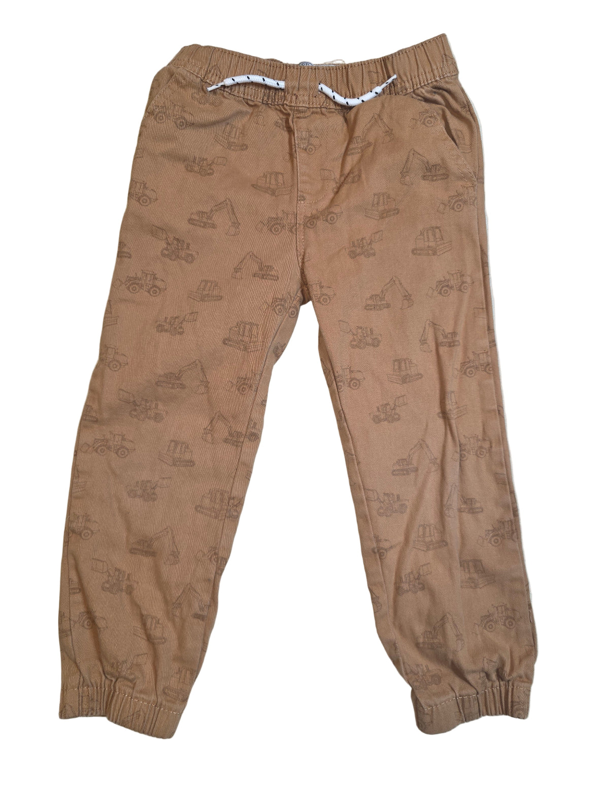 Brown pants with a subtle pattern on a light gray background