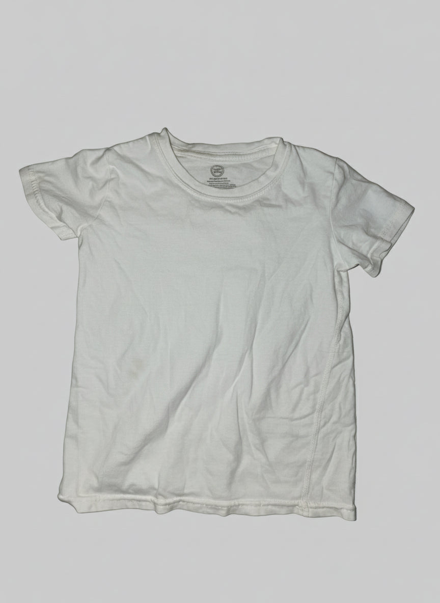 White t-shirt on a light gray background
